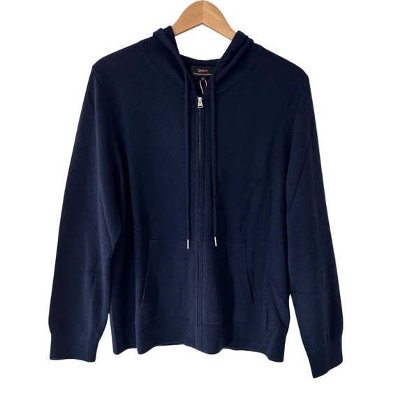 Quince Sweaters - Quince Women’s Mongolian Cashmere Full Zip Hoodie XL navy blue NWT